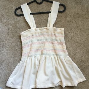 Madewell Rainbow Smocked Peplum Top